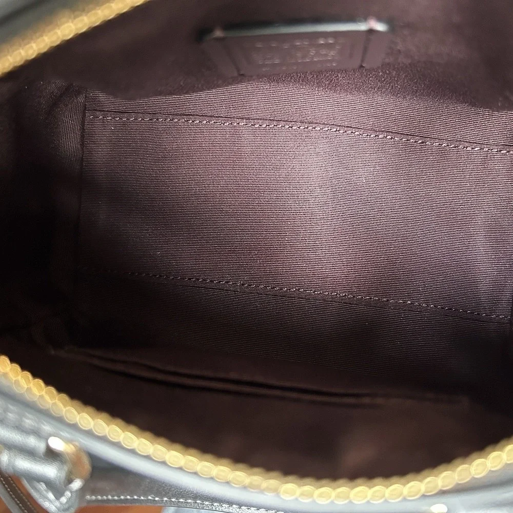 Coach Mini Rowan Brown Black‎ Signature Canvas Leather Satchel Bag Excellent
